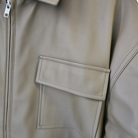 Good American Faux Leather Chore Zipper Front Collared Jacket Size 2 XL NW0T - Picture 4 of 10